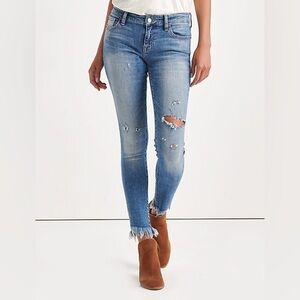Lucky Brand Distressed Stella Skinny Jeans w/ Raw Hem